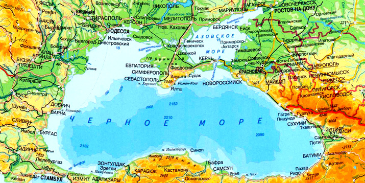 Черное море на карте