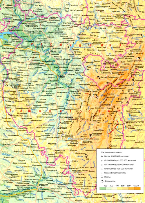 Географическая Карта Республики Башкортостан