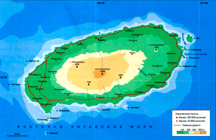 остров Чжеджудо на карте
