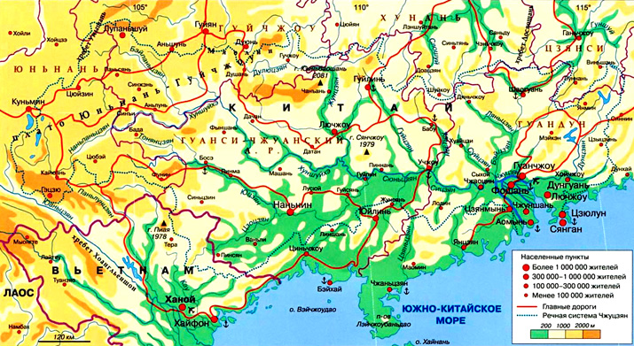 река Чжуцзян на карте