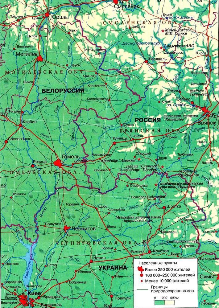 река Десна на карте