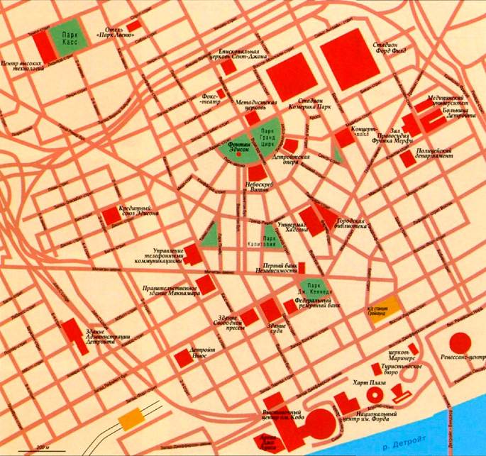 Карта города Детройт