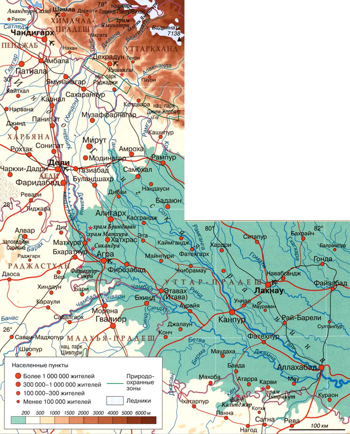 река Джамна на карте