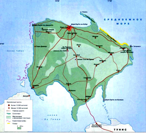 Остров Джерба на карте.