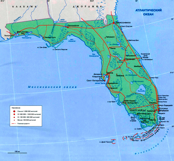 штат Флорида на карте