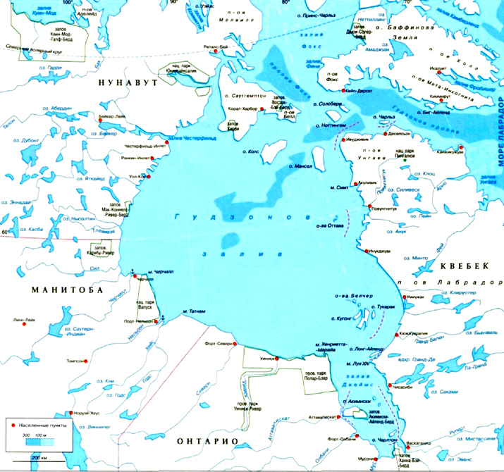 Гудзонов залив на карте