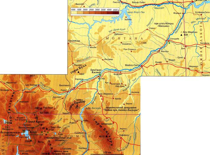 река Йеллоустон на карте