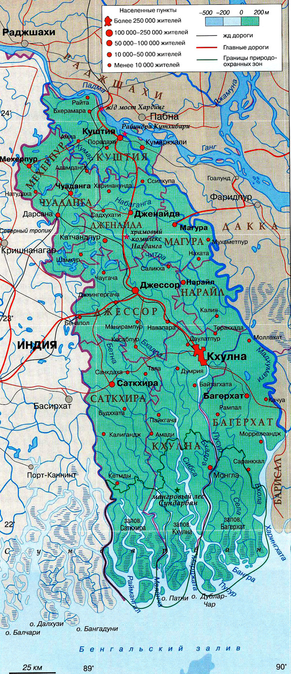 область Кхулна на карте
