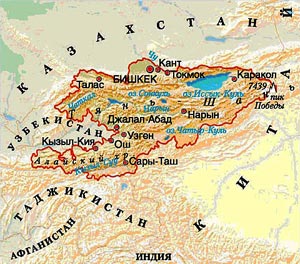 Карта Киргизстана Географическая карта Киргизстана, Центральная Азия.