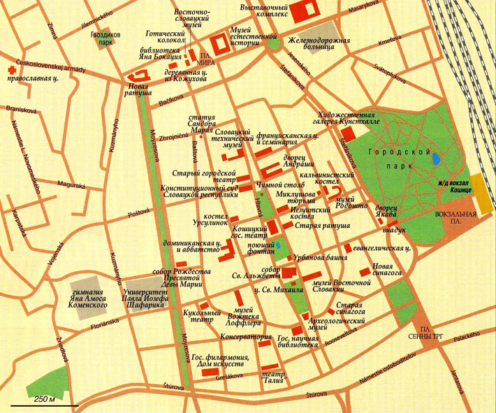 карта города Кошице