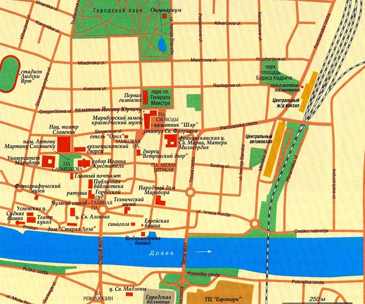 карта города Марибор
