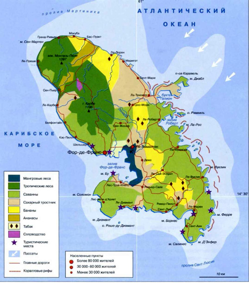 Мартиника. Географическая карта
