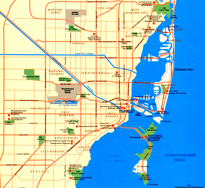 карта города Майами