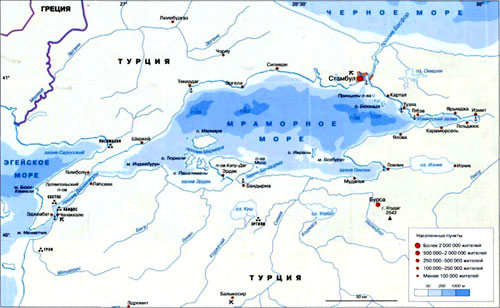 Мраморное море на карте