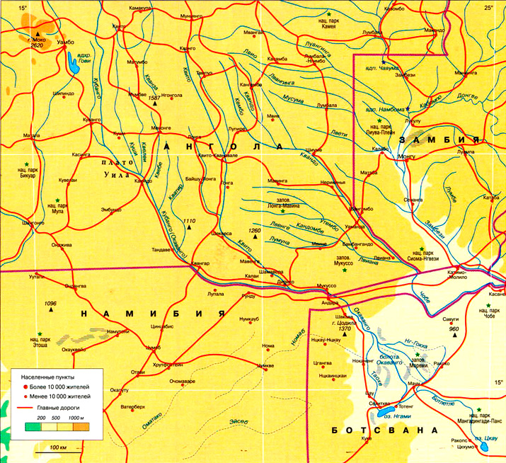 река Окаванго на карте (Африка)