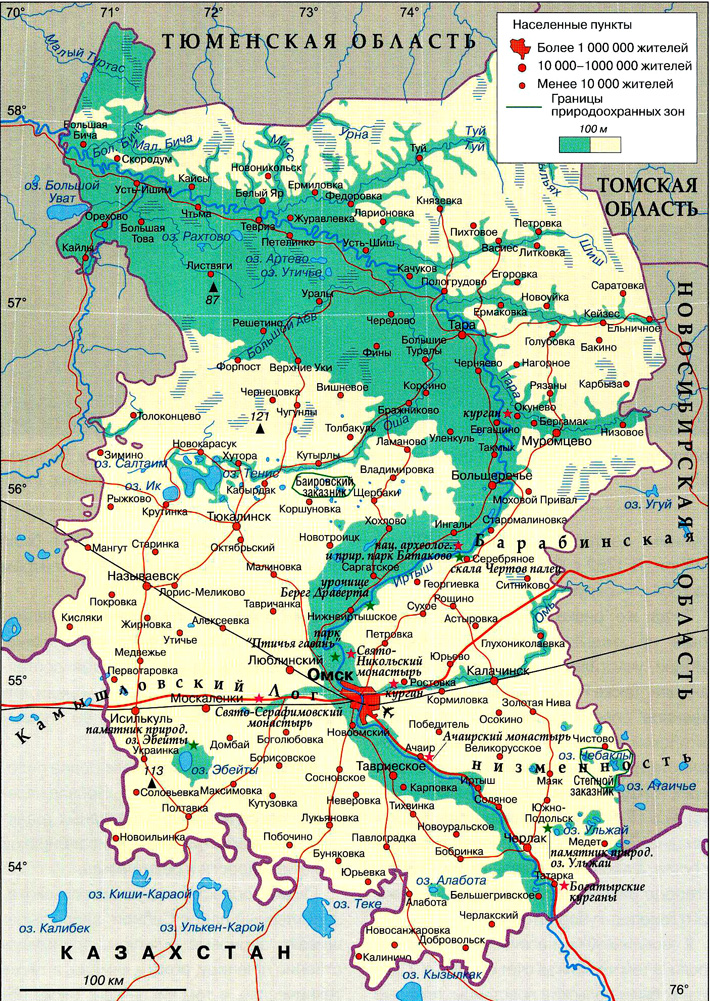 Омская область на карте