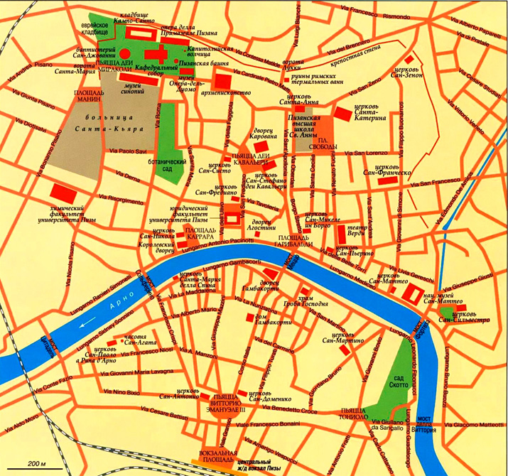 Карта города Пиза
