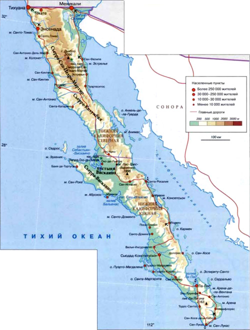 Полуостров Калифорния на карте