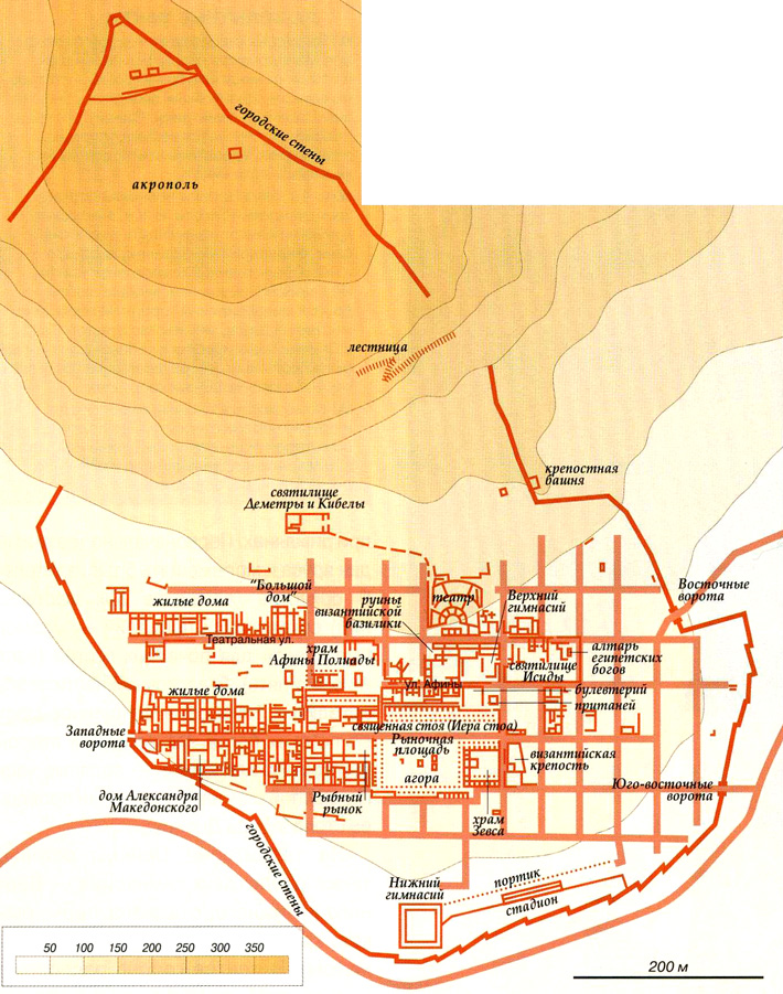 Древний город Приена на карте