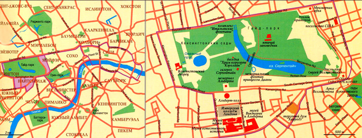 Саут-Кенсингтон и Гайд-парк на карте