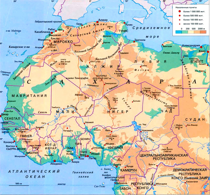 пустыня Сахара на карте