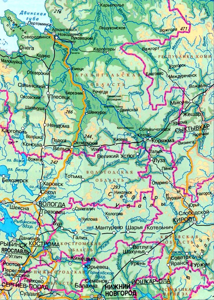 Северная Двина на карте