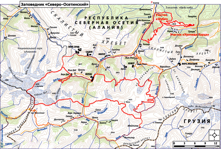 Северо-Осетинский заповедник на карте