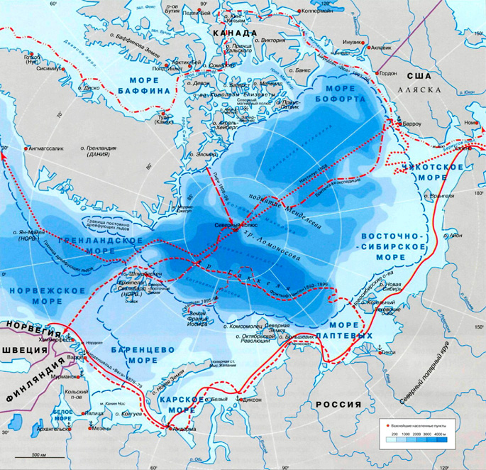 Северно Ледовитый океан на карте
