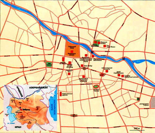 Тебриз на карте (Иран)