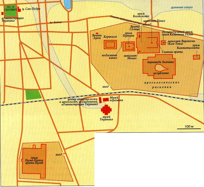 древний город Тиуанако на карте