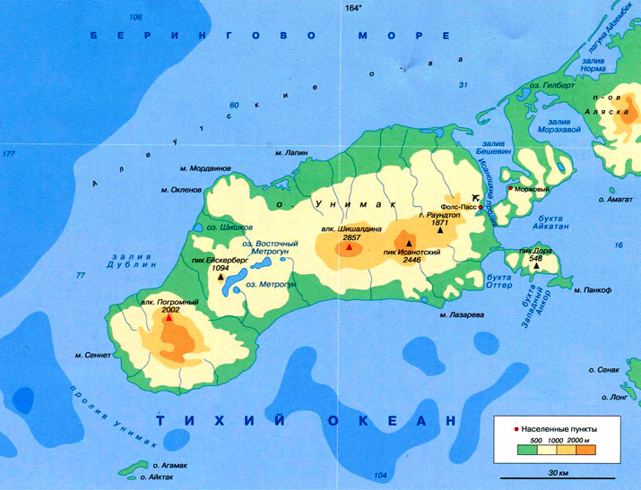остров Унимак на карте