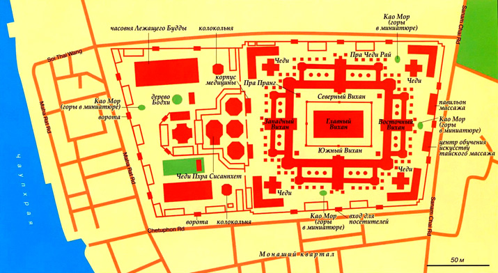 Храмовый комплекс Ват Пхо на карте