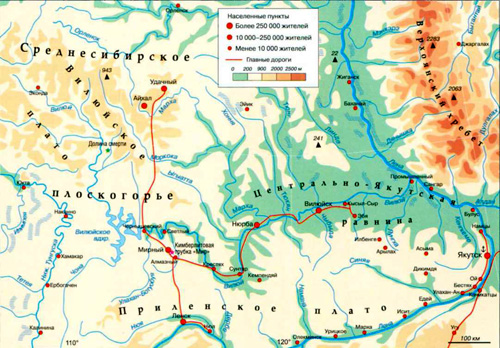 река Вилюй на карте (Якутия)