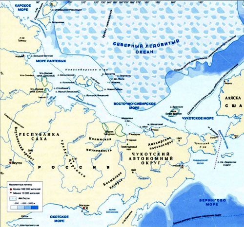 Восточно-Сибирское море на карте.