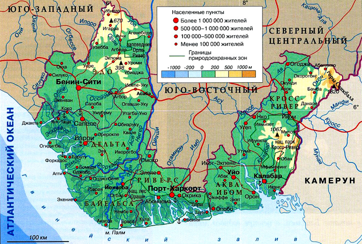 Южная Нигерия на карте
