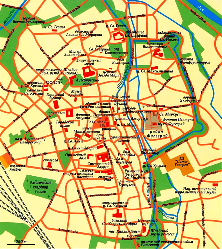 карта города Аугсбург