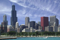 Город Чикаго, финансовый центр в штате Иллинойс, США.
