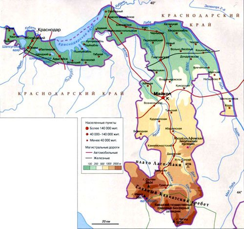 Карта Адыгеи