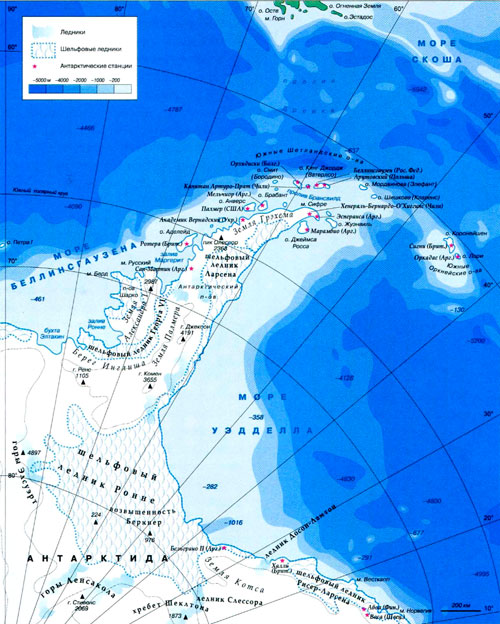 Антарктический полуостров на карте