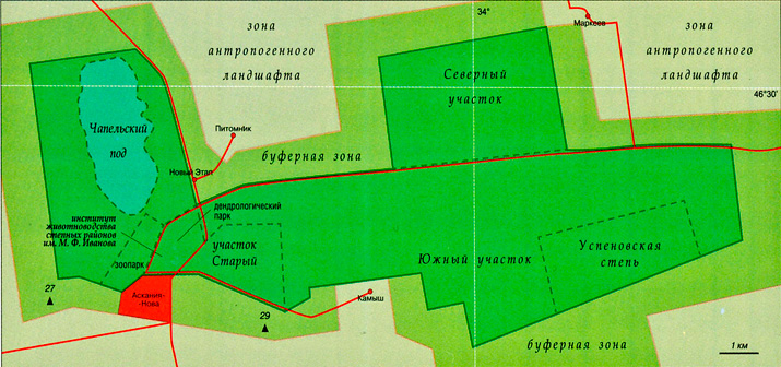 карта заповедника Аскания-Нова