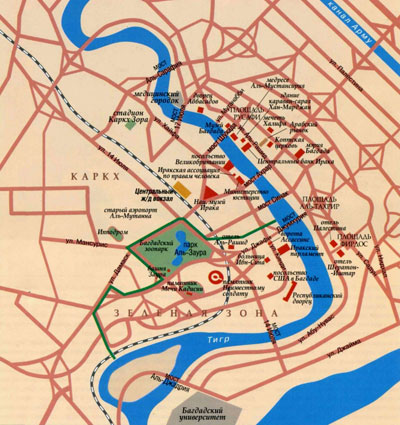 Город Багдад на топографической карте, Ирак, Азия.