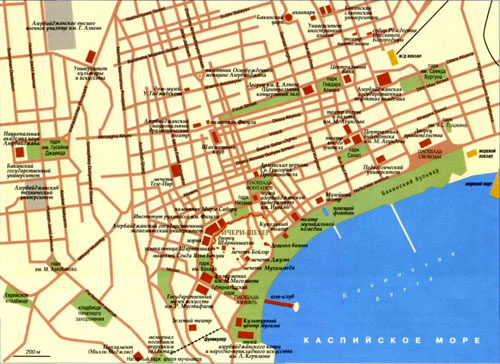Город Баку на карте.
