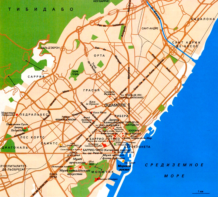 карта города Барселона
