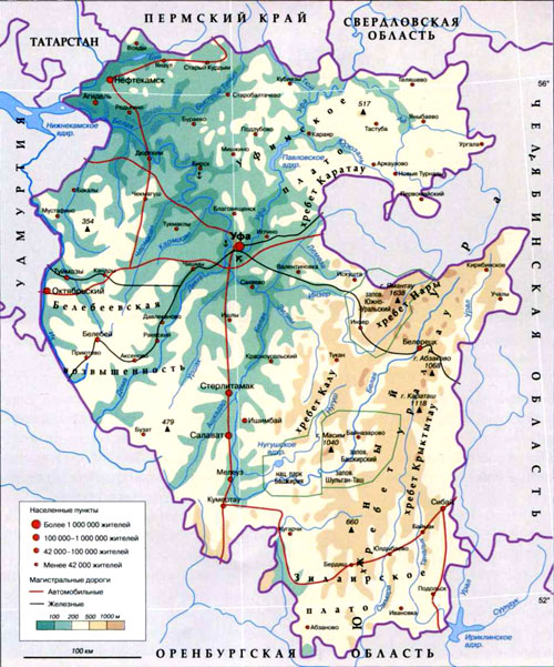 карта Башкирии