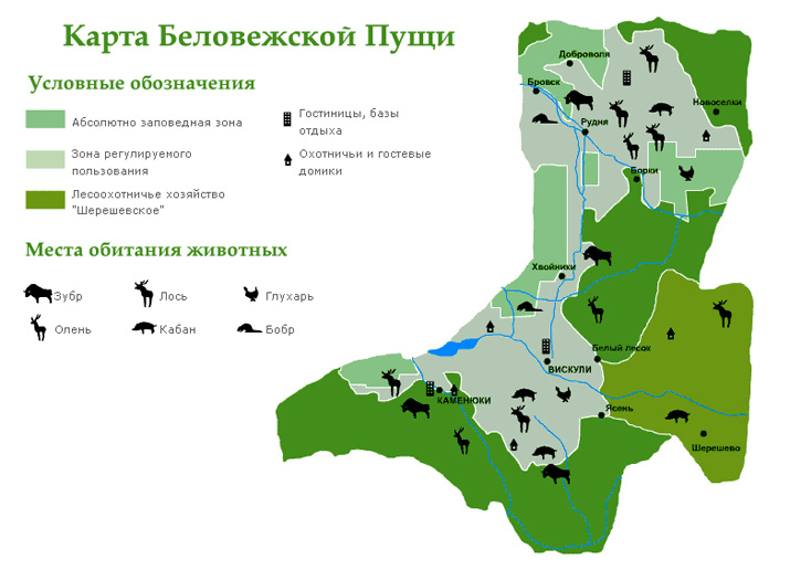 Национальный парк «Беловежская пуща» на карте