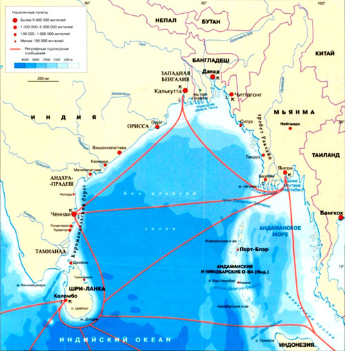 Бенгальский залив на карте.