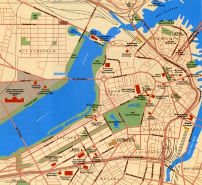 Топографическа карта Бостона, штат Массачусетс, США.
