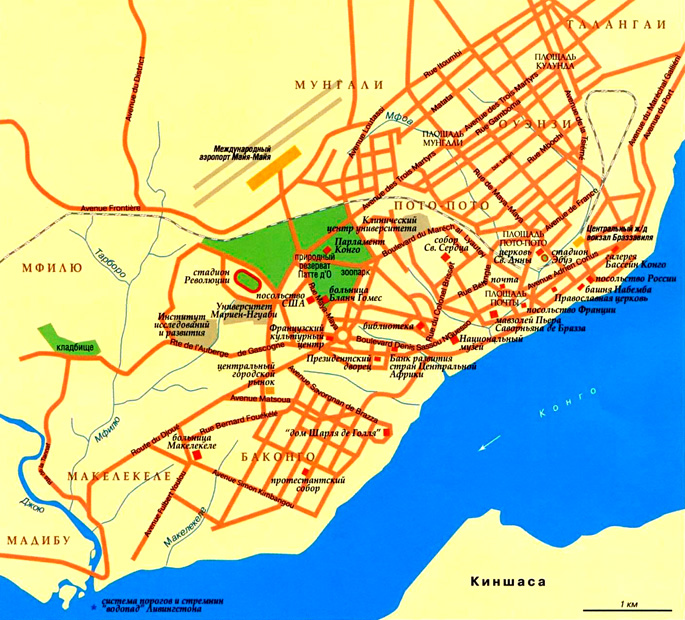 Карта города Браззавиль