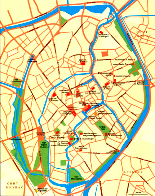 Город Брюгге на карте, Бельгия.