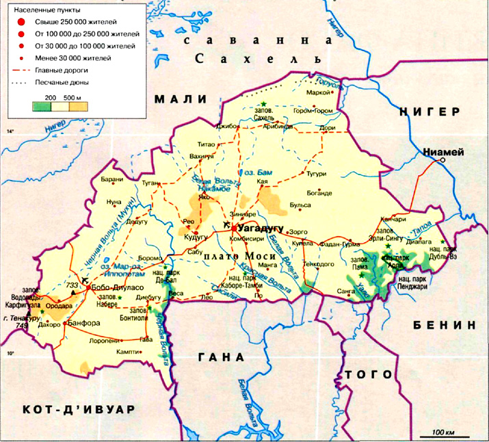 карта Буркина Фасо